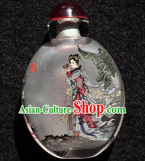 Chinese Handmade Goddess Snuff Bottle Traditional Inside Painting Court Female Snuff Bottles Artware