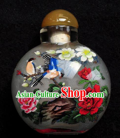 Chinese Handmade Snuff Bottle Traditional Inside Painting Magnolia Birds Snuff Bottles Artware