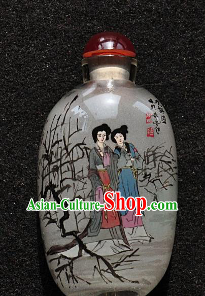 Chinese Handmade Snuff Bottle Traditional Inside Painting Bamboo Beauty Snuff Bottles Artware