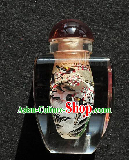 Chinese Handmade Snuff Bottle Traditional Inside Painting Flower Birds Snuff Bottles Artware