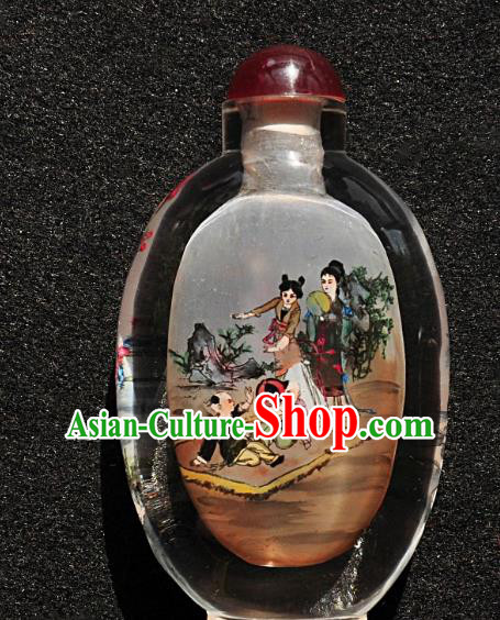 Chinese Handmade Snuff Bottle Traditional Inside Painting Female Children Snuff Bottles Artware