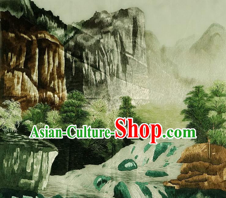 Traditional Chinese Embroidered Landscape Decorative Painting Hand Embroidery Silk Picture Craft