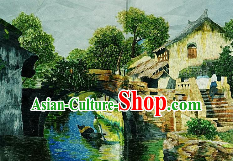 Traditional Chinese Embroidered Waterside Decorative Painting Hand Embroidery Silk Picture Craft