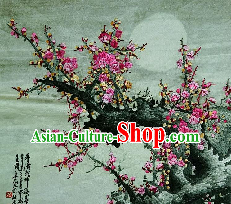 Traditional Chinese Embroidered Plum Blossom Decorative Painting Hand Embroidery Silk Wall Picture Craft