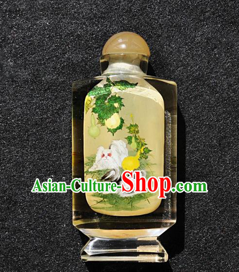 Chinese Handmade Glass Snuff Bottle Craft Traditional Inside Painting Dogs Snuff Bottles Artware
