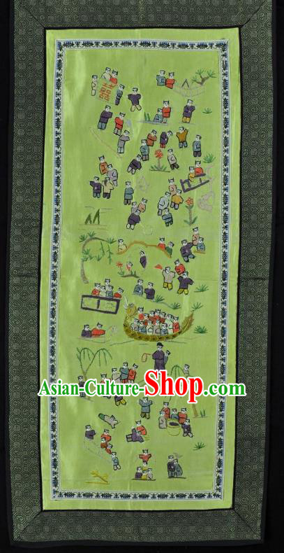Traditional Chinese Embroidered Dragon Boat Children Decorative Painting Hand Embroidery Silk Wall Picture Craft
