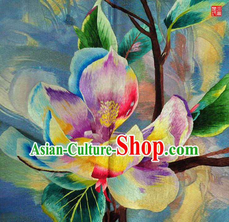 Traditional Chinese Embroidered Lotus Fabric Patches Hand Embroidering Applique Suzhou Embroidery Silk Accessories