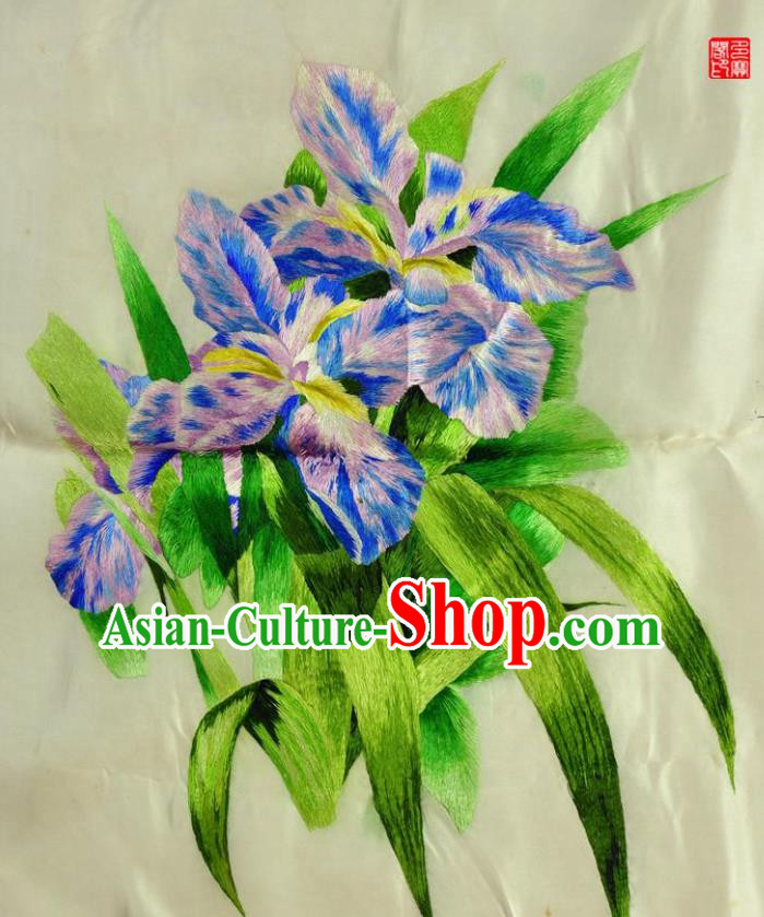 Traditional Chinese Embroidered Orchid Fabric Patches Hand Embroidering Applique Suzhou Embroidery Silk Accessories