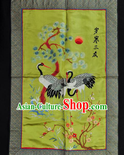 Traditional Chinese Embroidered Pine Cranes Decorative Painting Hand Embroidery Plum Blossom Silk Wall Picture Craft