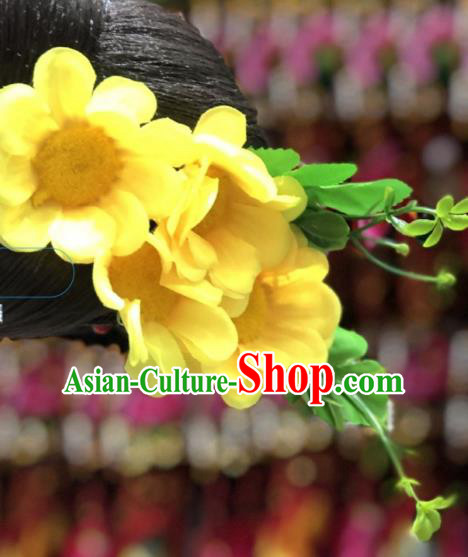 China Miao Ethnic Female Hair Accessories Minority Yellow Sunflowers Hair Stick