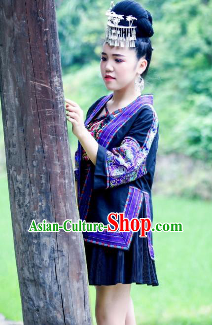 China Xiangxi Tujia Minority Blouse Top and Skirt Traditional Ethnic Festival Apparels National Women Clothing