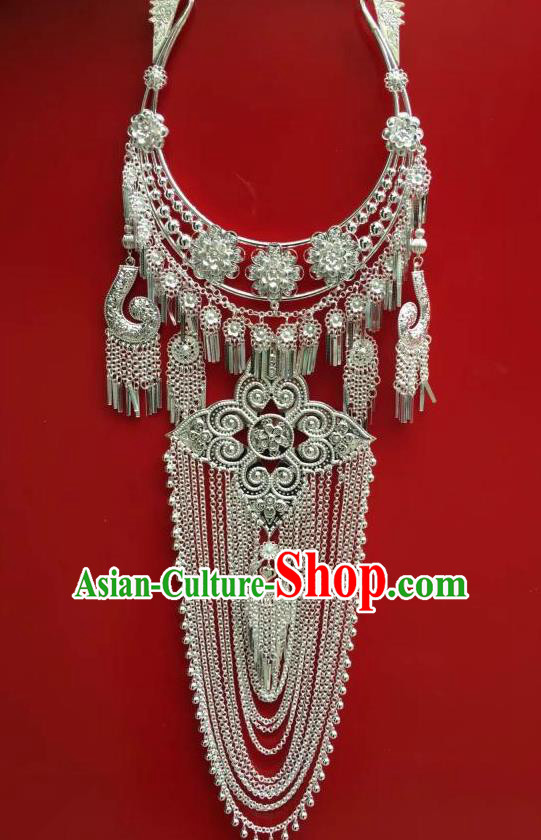 Chinese Miao Minority Jewelry Yunnan Nationality Wedding Accessories Ethnic Long Tassel Necklace