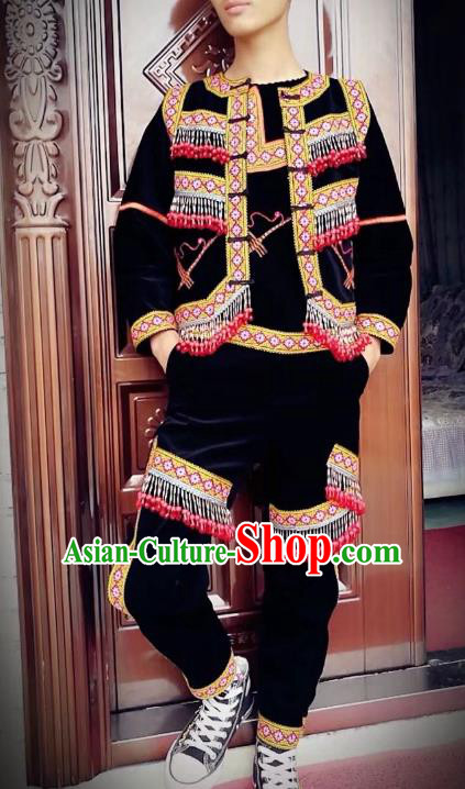 Chinese Ethnic Costumes Quality Miao Nationality Embroidered Clothing Men Shirt and Pants