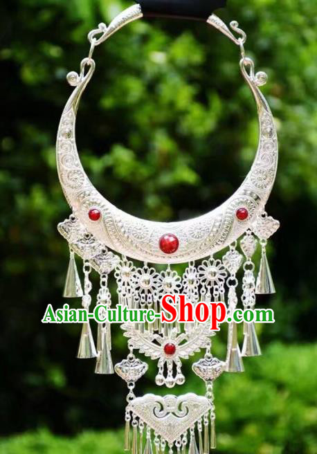 Chinese Yunnan Minority Accessories Miao Nationality Ethnic Folk Dance Argent Butterfly Necklace