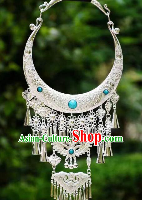 Chinese Blue Necklet Yunnan Minority Accessories Miao Nationality Ethnic Necklace