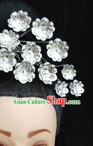 China Ethnic Folk Dance Hair Accessories Minority Argent Flowers Hairpin Miao Nationality Bride Hair Stick