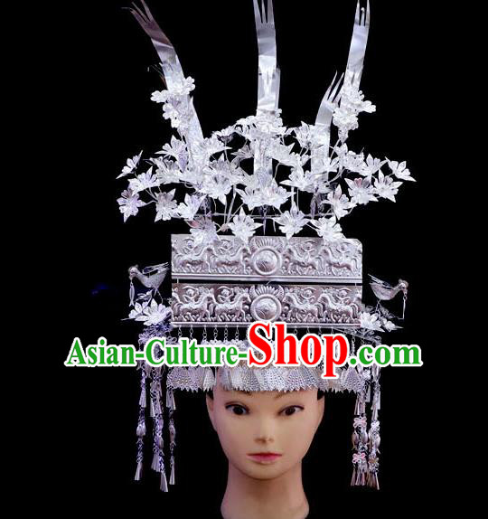 Chinese Miao Ethnic Bride Headdress Quality Miao Nationality Wedding Hair Combs Tassel Hairpins Phoenix Coronet Full Set