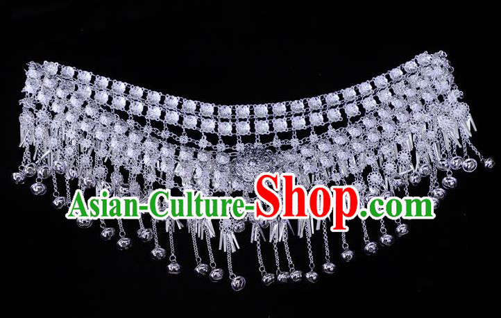 China Traditional Decoration Miao Silver Bells Tassel Waist Accessories Yunnan Miao Ethnic Belt Jewelry