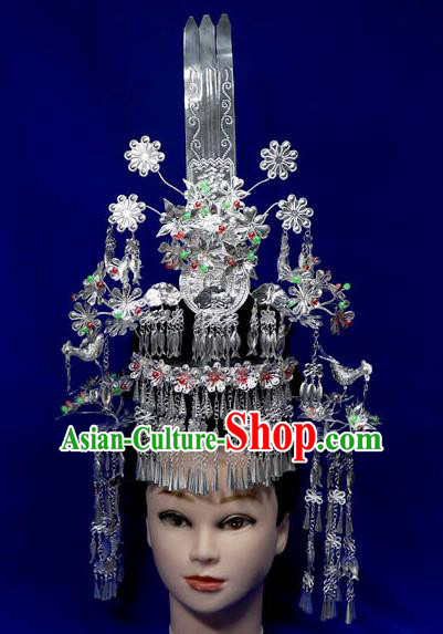 Chinese Miao Ethnic Hair Crown Quality Nationality Wedding Hair Accessories Minority Bride Colorful Phoenix Coronet