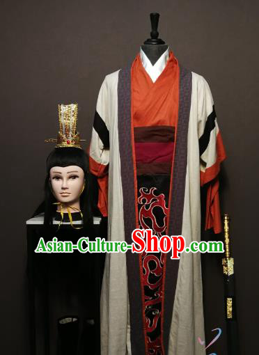 China Ancient Knight Clothing Drama State of Divinity Linghu Chong Song Dynasty Swordsman Costumes and Headwear