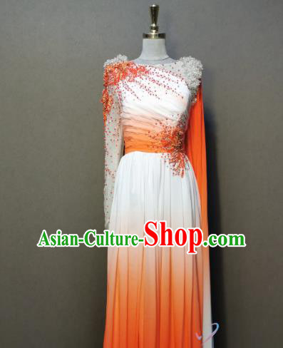 Top Grade Singing Competition Clothing Chorus Costumes Modern Dance Orange Dress