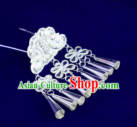 Chinese Ethnic Women Carving Butterfly Hair Stick Miao Nationality Little Hairpins Traditional Minority Hair Accessories