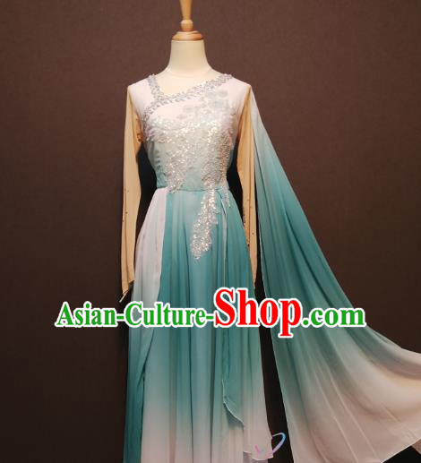 China Fan Dance Clothing Spring Festival Gala Classical Dance Costumes Women Dance Blue Dress