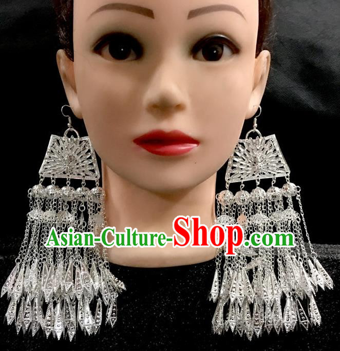 China Nationality Large Ear Accessories Handmade Hmong Women Jewelry Ethnic Minority Peacock Earrings