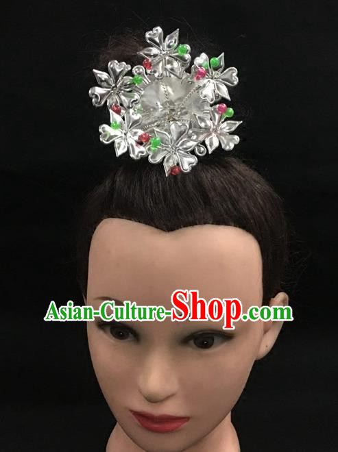 China Handmade Dong Minority Folk Dance Hair Accessories Flowers Hairpins Miao Ethnic Colorful Beads Hair Crown