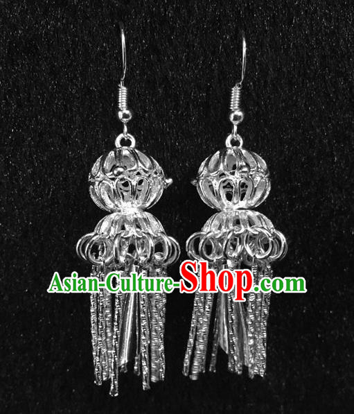 China Nationality Women Ear Accessories Handmade Hmong Jewelry Ethnic Minority Argent Earrings