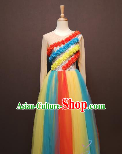 Women Modern Dance Clothing China Spring Festival Gala Opening Dance Costumes Rainbow Dance Dress