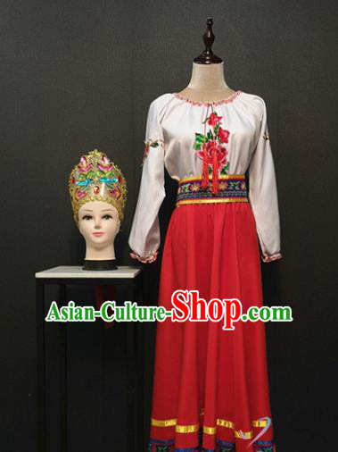 Europe Russia Traditional Dance Dress Russian Stage Performance Costumes Ukraine Princess Clothing and Hair Accessories