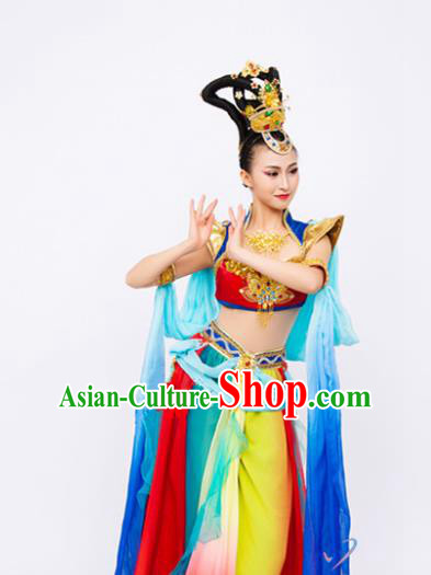 Chinese Classical Dance Clothing Traditional Dunhuang Flying Apsaras Dance Costumes Goddess Outfits and Headpieces