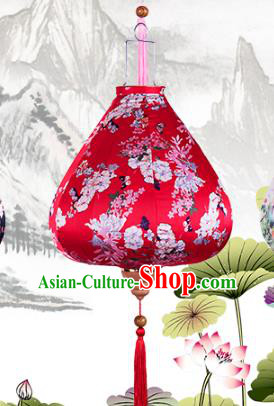 Handmade Chinese Printing Flowers Red Palace Lanterns Traditional New Year Lantern Classical Festival Cloth Lamp