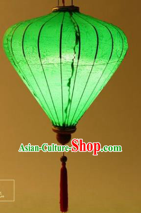 Handmade Chinese Jacquard Green Satin Palace Lanterns Traditional New Year Lantern Classical Festival Decoration Lamp