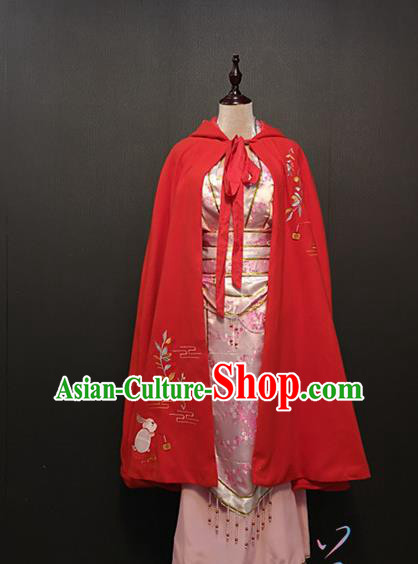 Chinese Ming Dynasty Women Red Cloak Ancient Female Swordsman Winter Wool Cape Clothing