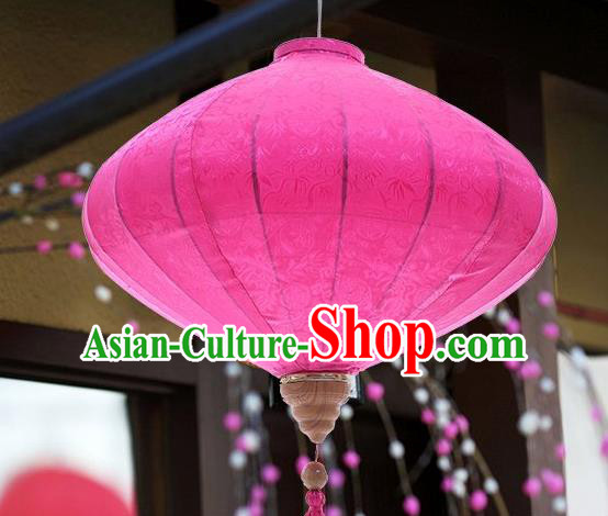 Handmade Chinese Rosy Silk Palace Lanterns Traditional New Year Decoration Lantern Classical Festival Hanging Lamp