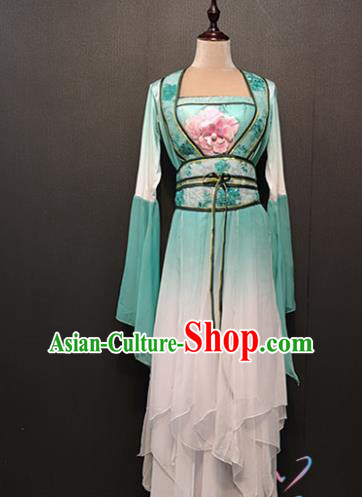 Chinese Classical Dance Clothing Traditional Fan Dance Costumes Umbrella Dance Green Dress