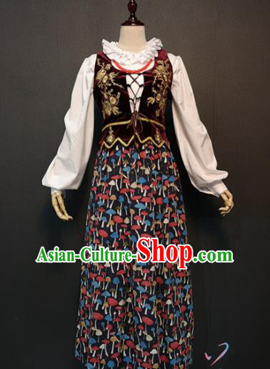 Traditional Europe Housemaid Clothing Cosplay Germany Servant Girl Dress Drama Performance Costume