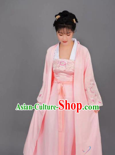 China Ancient Noble Female Pink Hanfu Dress Traditional Clothing Drama Song Dynasty Patrician Lady Sheng Minglan Costume