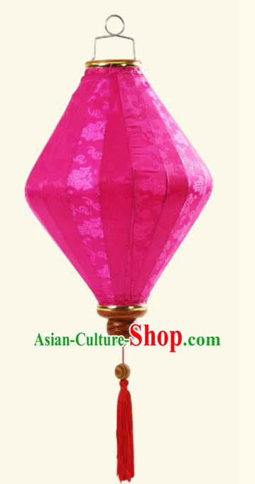 Handmade Chinese Classical Floral Scroll Pattern Rosy Silk Palace Lanterns Traditional New Year Decoration Lantern Spring Festival Lamp