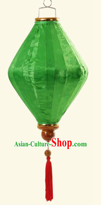 Handmade Chinese Classical Floral Scroll Pattern Green Silk Palace Lanterns Traditional New Year Decoration Lantern Spring Festival Lamp