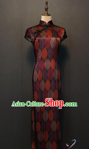 Top Quality Classical Purple Silk Qipao Dress Custom Cheongsam Republic of China Shanghai Women Clothing