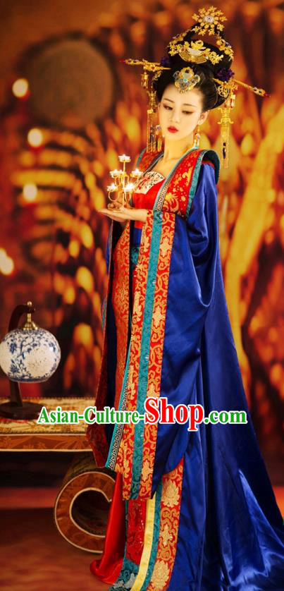 Chinese Ancient Costumes Traditional Tang Dynasty Imperial Consort Hanfu Dress Apparels and Headpieces