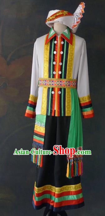 Custom China Dai Ethnic Folk Dance Clothing Traditional Minority Costumes Yunnan Nationality Water Sprinkling Festival Outfits and Hat