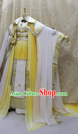 China Ancient Emperor Golden Clothing Custom Professional Cosplay Swordsman King God Costumes