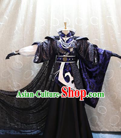 Cosplay Knight Tang Jue Costumes Custom China Ancient Swordsman Black Clothing