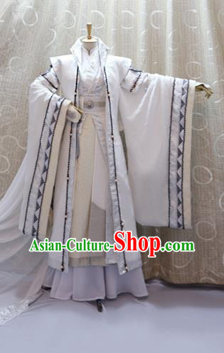 Cosplay Royal Highness Shi Yanwen Costumes Custom China Ancient Swordsman King White Clothing