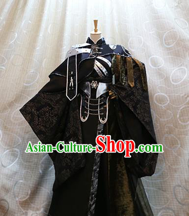 Cosplay King Xijing Wuque Costumes Custom China Ancient Swordsman Black Clothing Complete Set