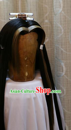 Cosplay Swordsman Shi Jiuru Wig Sheath Handmade China Ancient Chivalrous Knight Wigs Style and Hair Accessories